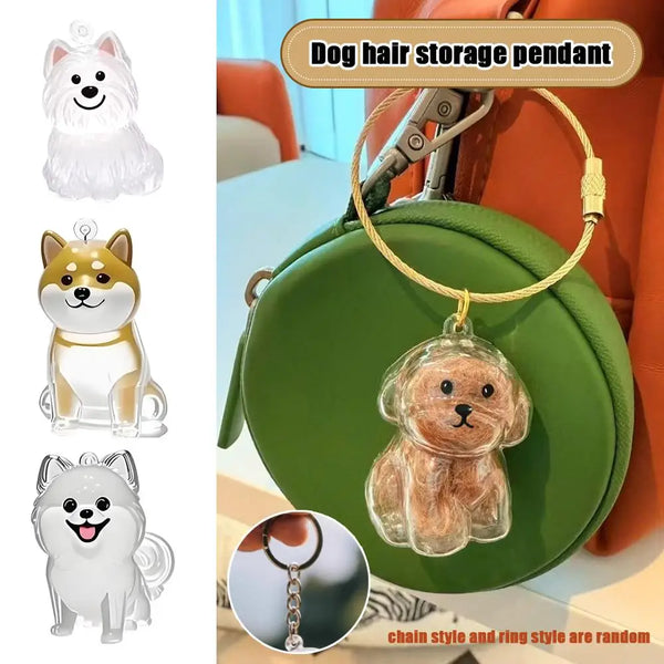 Transparent Dog Hair Storage Keychain Pendant