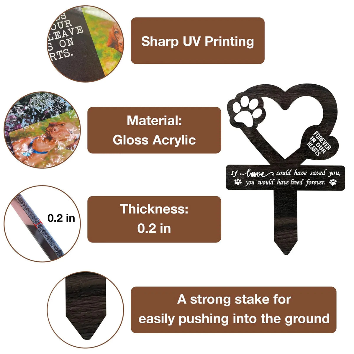 Wooden Pet Memorial Garden Stake with Paw Print