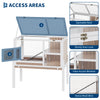 Wooden 2-Story Small Pet Cage with Stand, Ramp, and Hideout