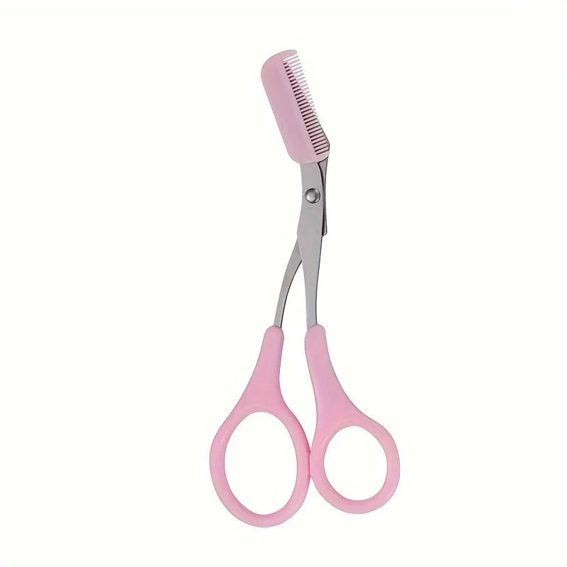 Rosa Edelstahl-Brow-Trim-Set mit Kamm und Pinzette