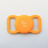 Orangefarbiger Silikonhalter mit Hunde-Silhouette-Aussparung für AirTag oder Halsband.