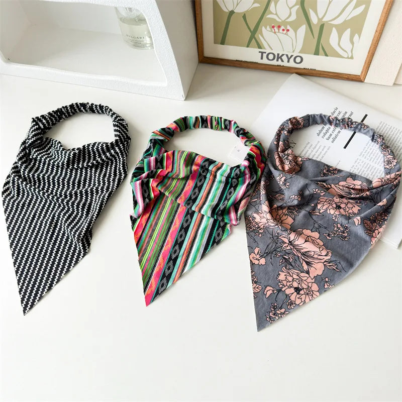 Boho Floral Print Cotton Triangle Hair Bandanas