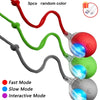 Three self-moving cat toys with LED lights in red green and gray colors