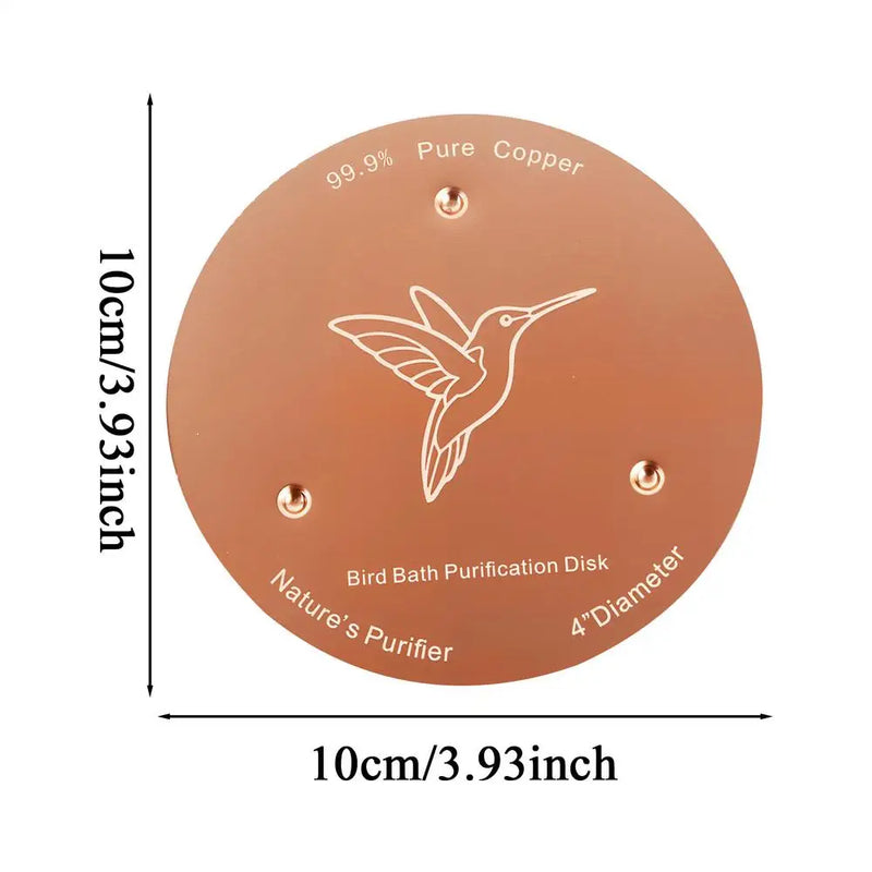 Disque de purification en cuivre naturel pour abreuvoir à oiseaux