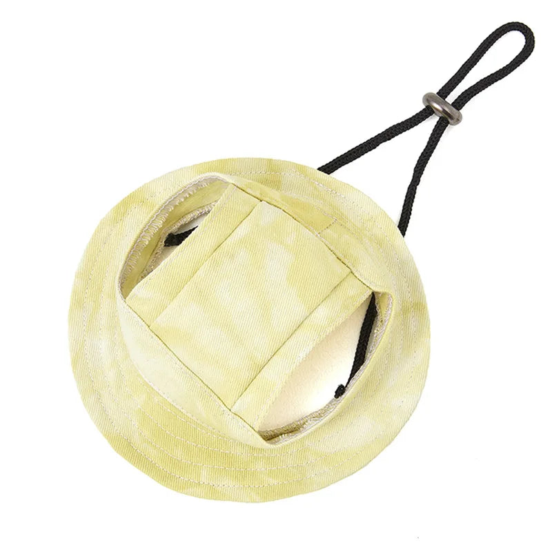 Breathable Cotton Sun Hat for Dogs and Cats with Ear Holes
