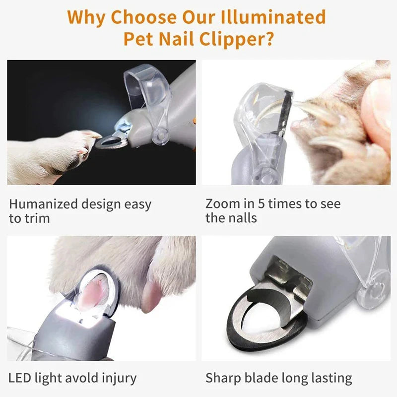 مقص أظافر الحيوانات الأليفة بإضاءة LED