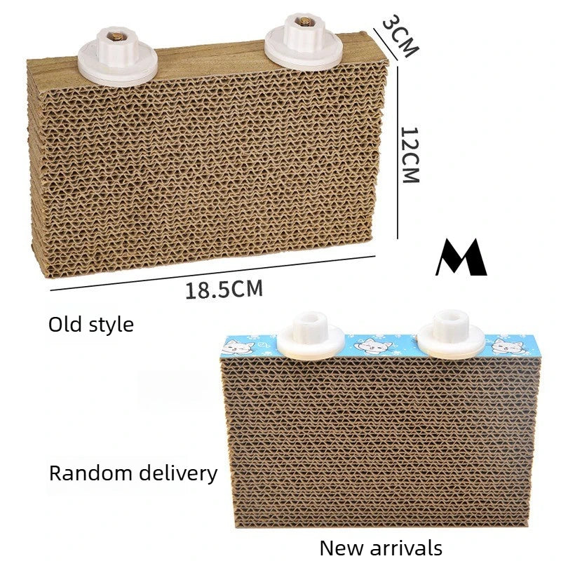 Jouet à mâcher pour perroquet rectangulaire marron avec texture tissée, montré à côté de ses dimensions.