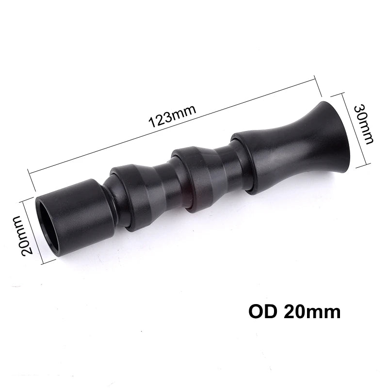 Schwarzer, verstellbarer Aquarium-Wasserauslass mit 20 mm Außendurchmesser und 30 mm Länge.