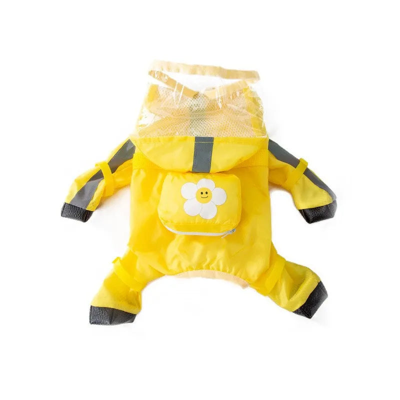 Small Dog Full-Body Raincoat with 4-Leg Coverage