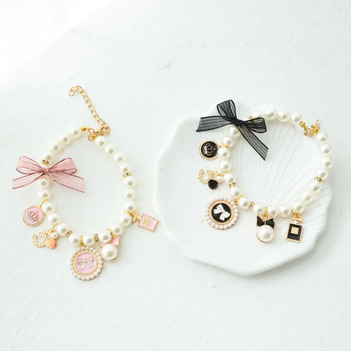 Pearl Bow Rhinestone Pet Collar for Small Dogs and Cats