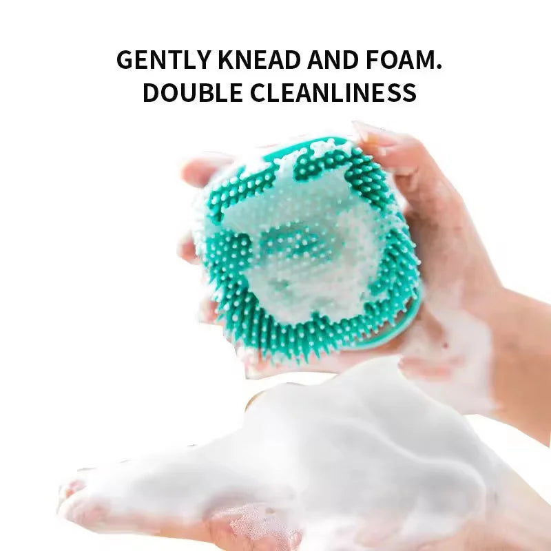 Silicone Pet Bath Massage Brush with Foam Dispenser