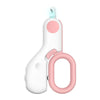 Weiße LED-Nagelnipper für Haustiere mit rosa Sicherheitsverschlussring für Hunde und Katzen.
