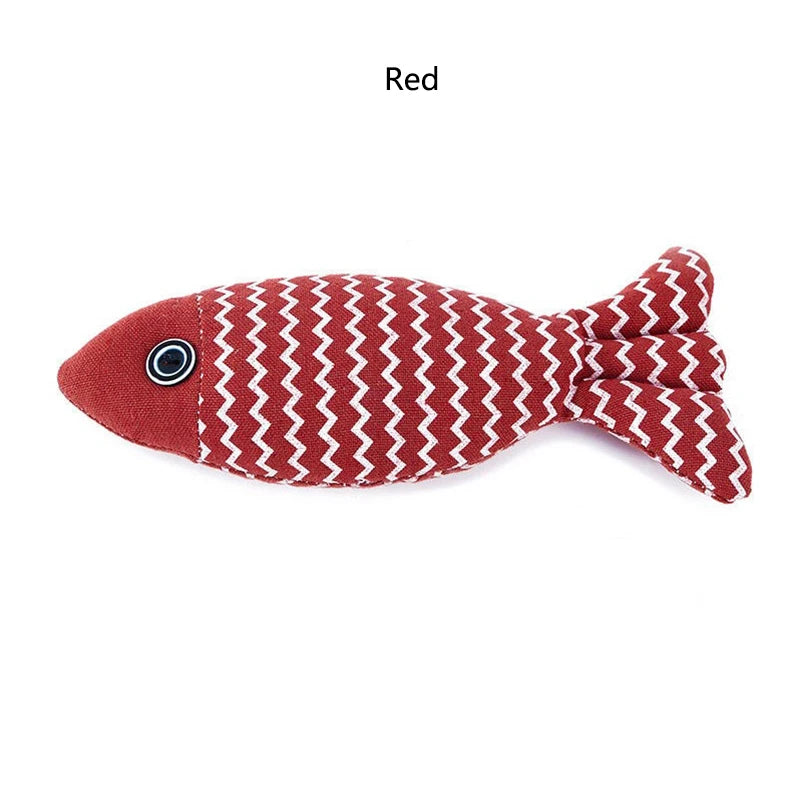 Interactive Linen Fish Cat Toy - Bite-Resistant & Dental Chew Plush