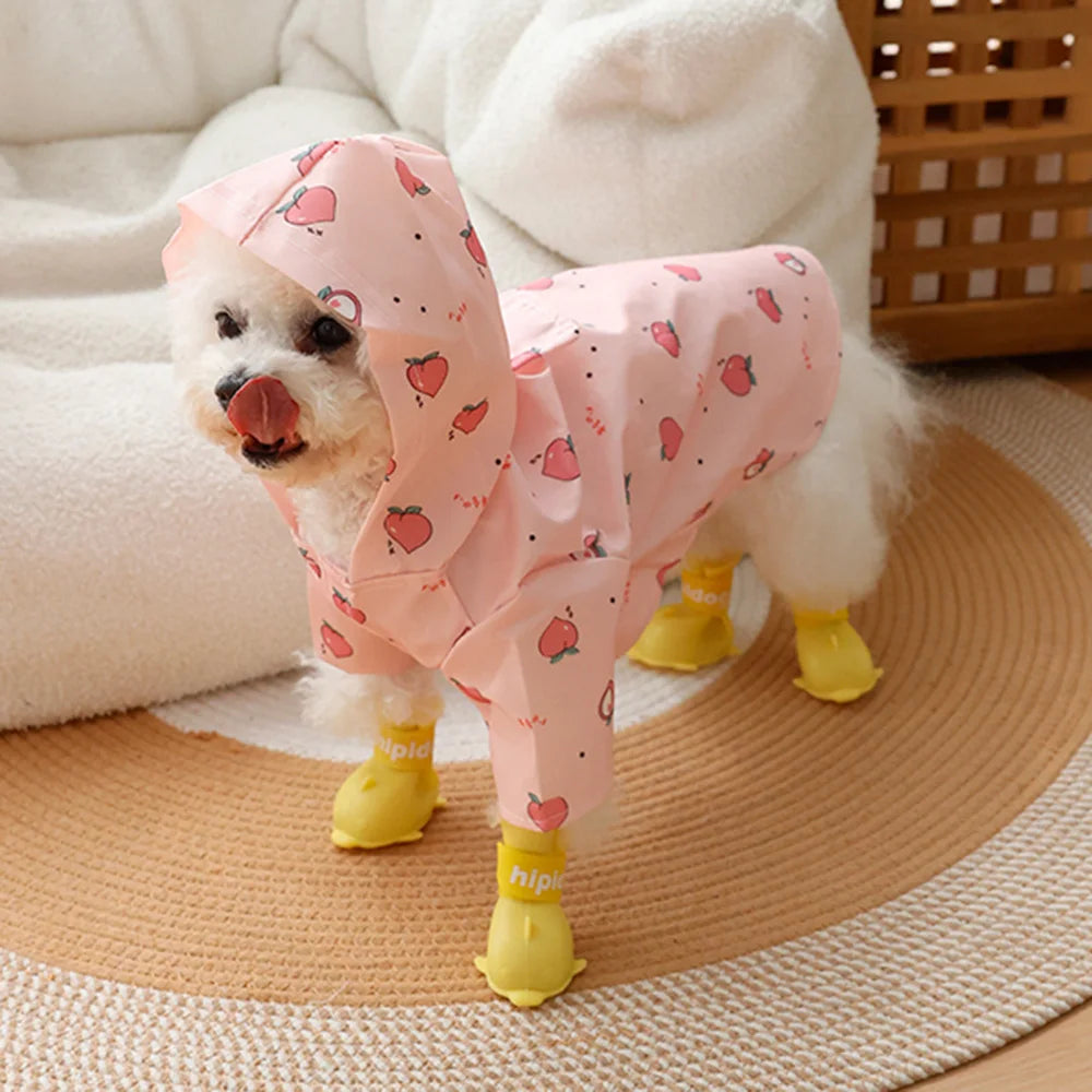 Cartoon Printed Waterproof Dog Raincoat