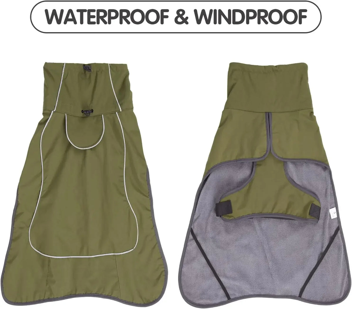 Windproof Waterproof Dog Vest with Reflective Strips and Adjustable Harness