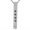 A silver stainless steel pet memorial necklace featuring paw prints and a small gemstone charm.