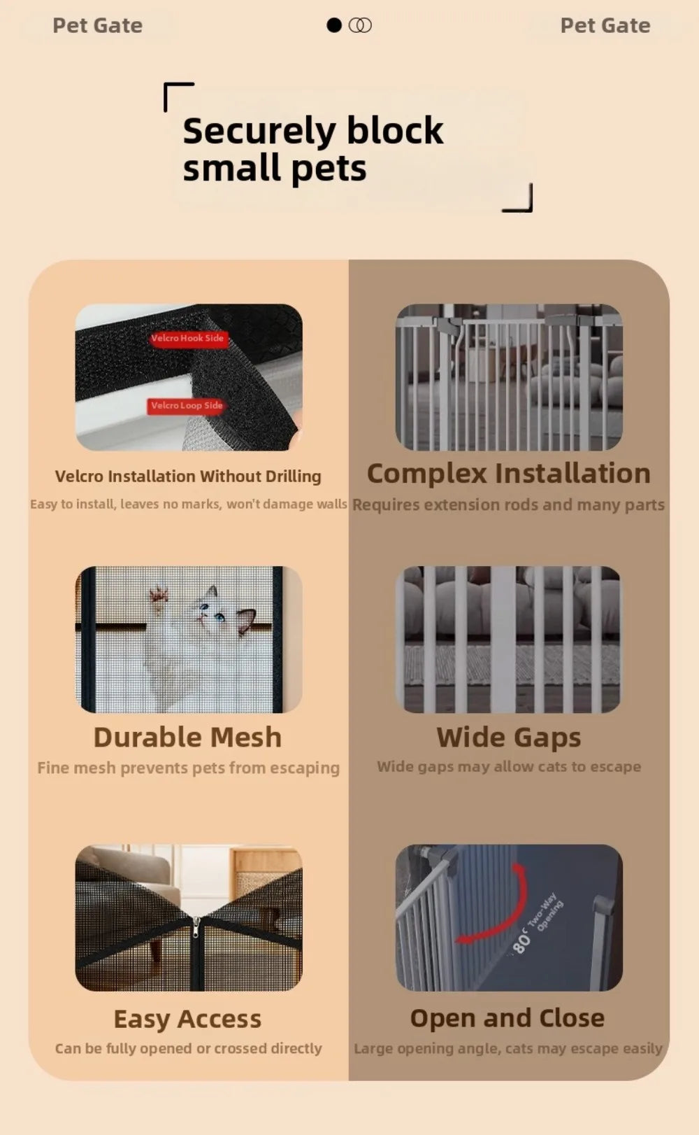 Breathable Metal Mesh Pet Barrier Gate with Zipper Door