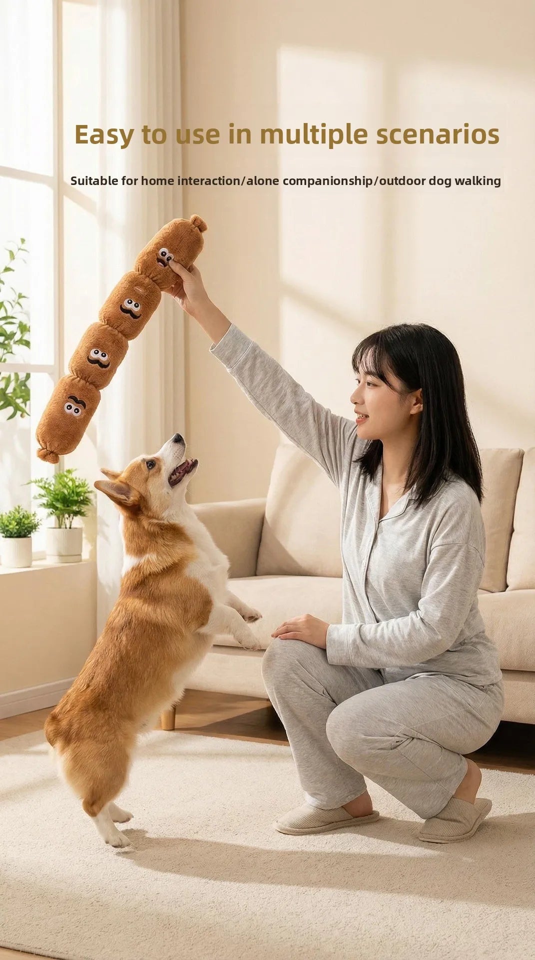 Squeaky Sausage Plush Chew Toy for Dogs