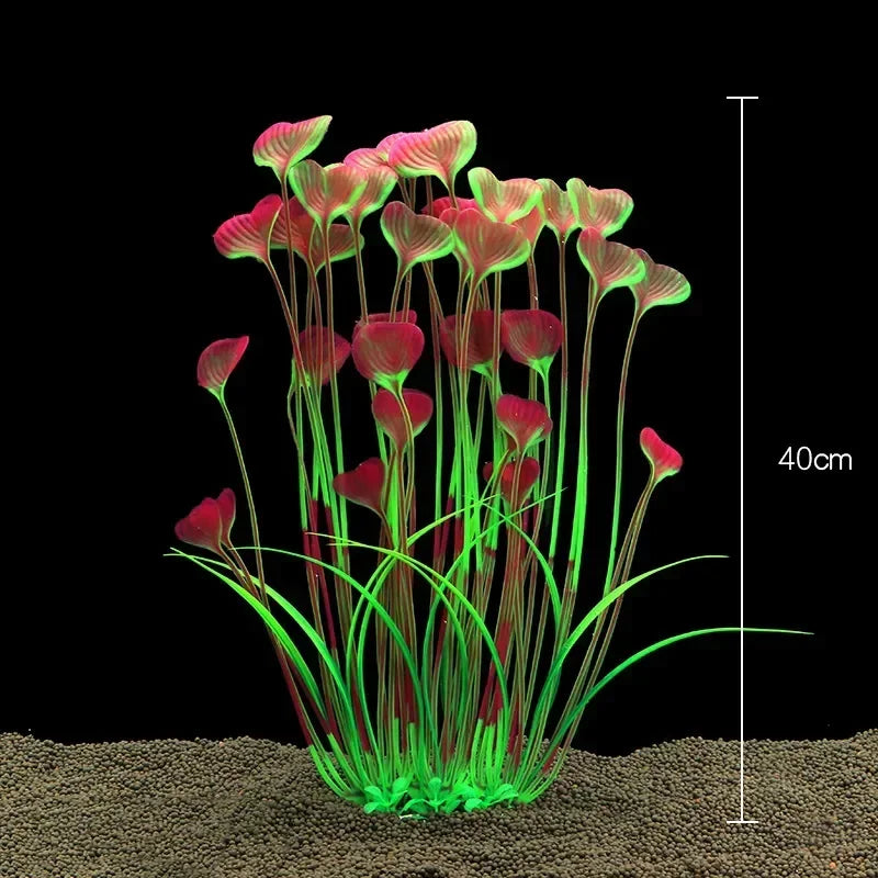 Planta Artificial Realista para Acuario con Base de Cerámica