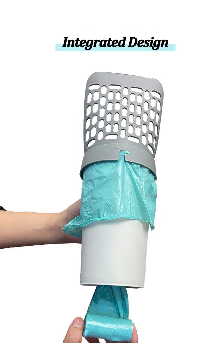 Cat Litter Scoop with Integrated Waste Bag Holder