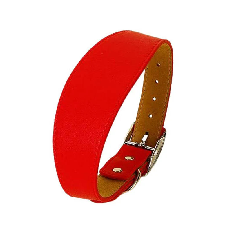 Wide Leather Dog Collar for Long-Necked Breeds