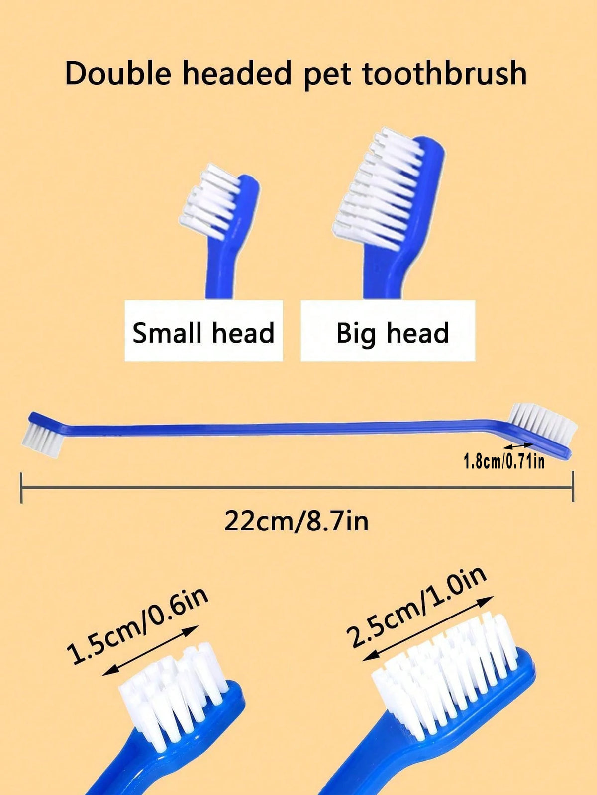 Long-Handle Double-Head Pet Toothbrush Set for Dogs and Cats