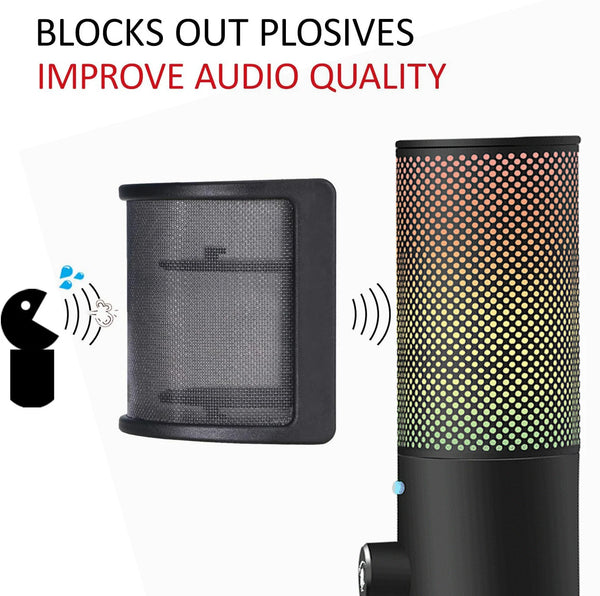 Universal Microphone Pop Filter with Triple-Layer Metal Windscreen