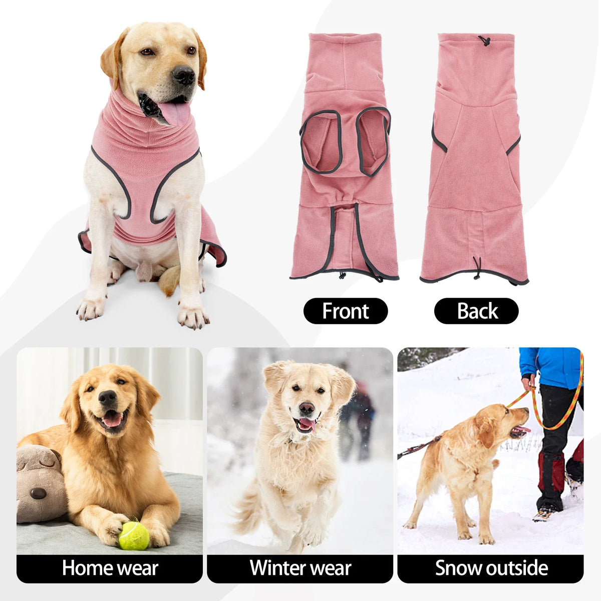 Cozy Fleece Dog Sweater with High Collar and Leg Straps