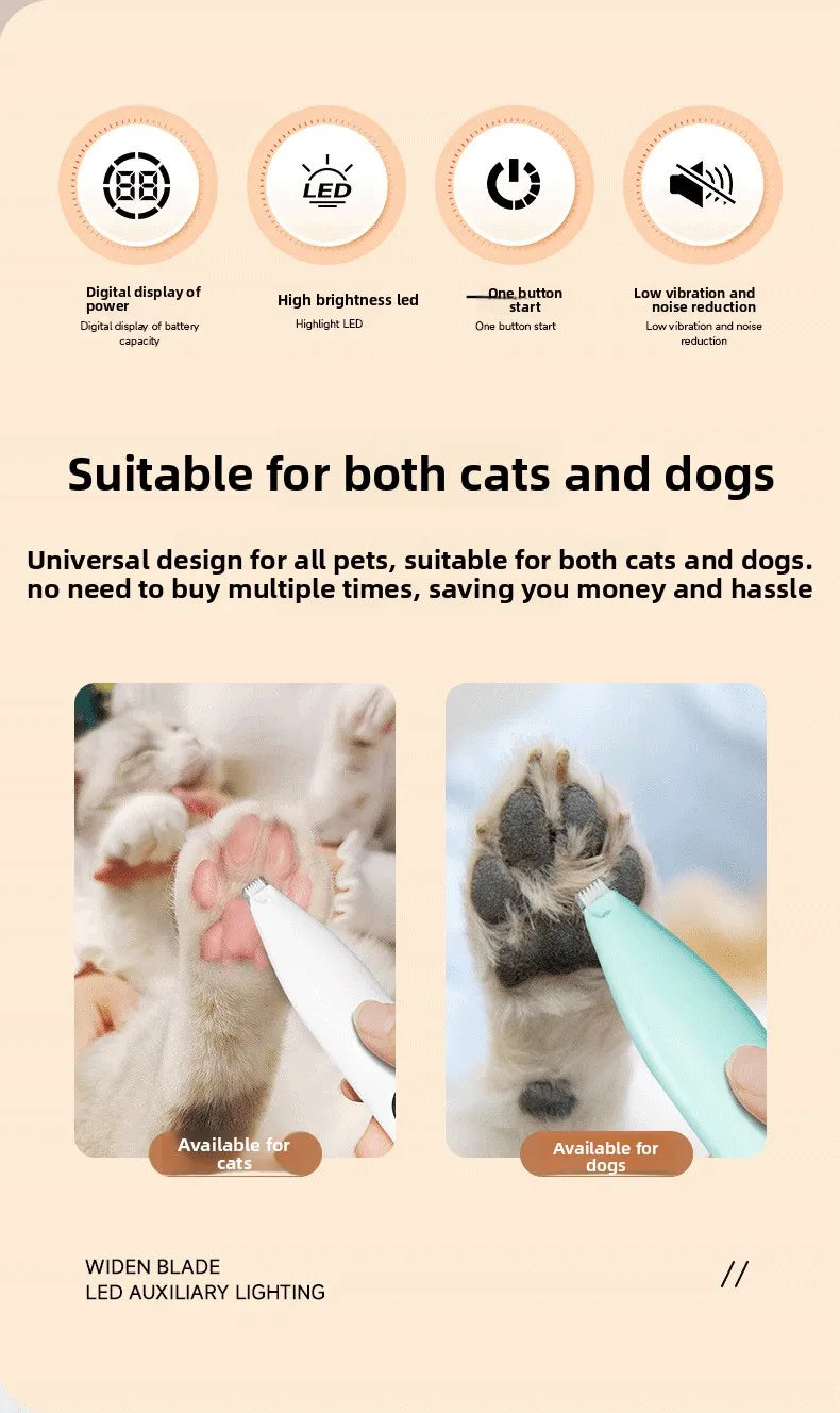 Quiet Mini Pet Hair Trimmer with Ceramic Blade