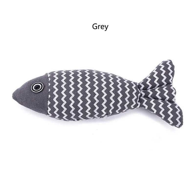 Interactive Linen Fish Cat Toy - Bite-Resistant & Dental Chew Plush