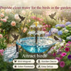 Fontaine pour oiseaux solaire à plusieurs niveaux dans un jardin.