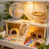 L-Shaped Wooden Hamster Platform with Stairs