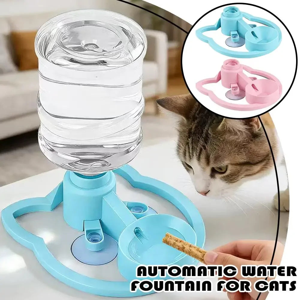 Automatic water fountain for cats featuring a clear glass bowl and silicone feeding apparatus.