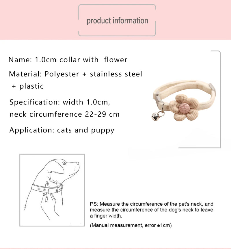 Cat Collar with Flower Bell - Adjustable Buckle