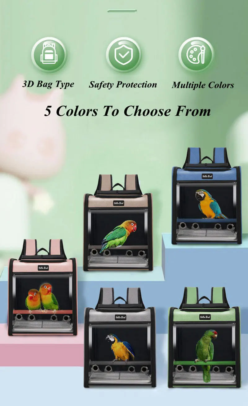 Breathable Bird Travel Backpack Carrier with Perch