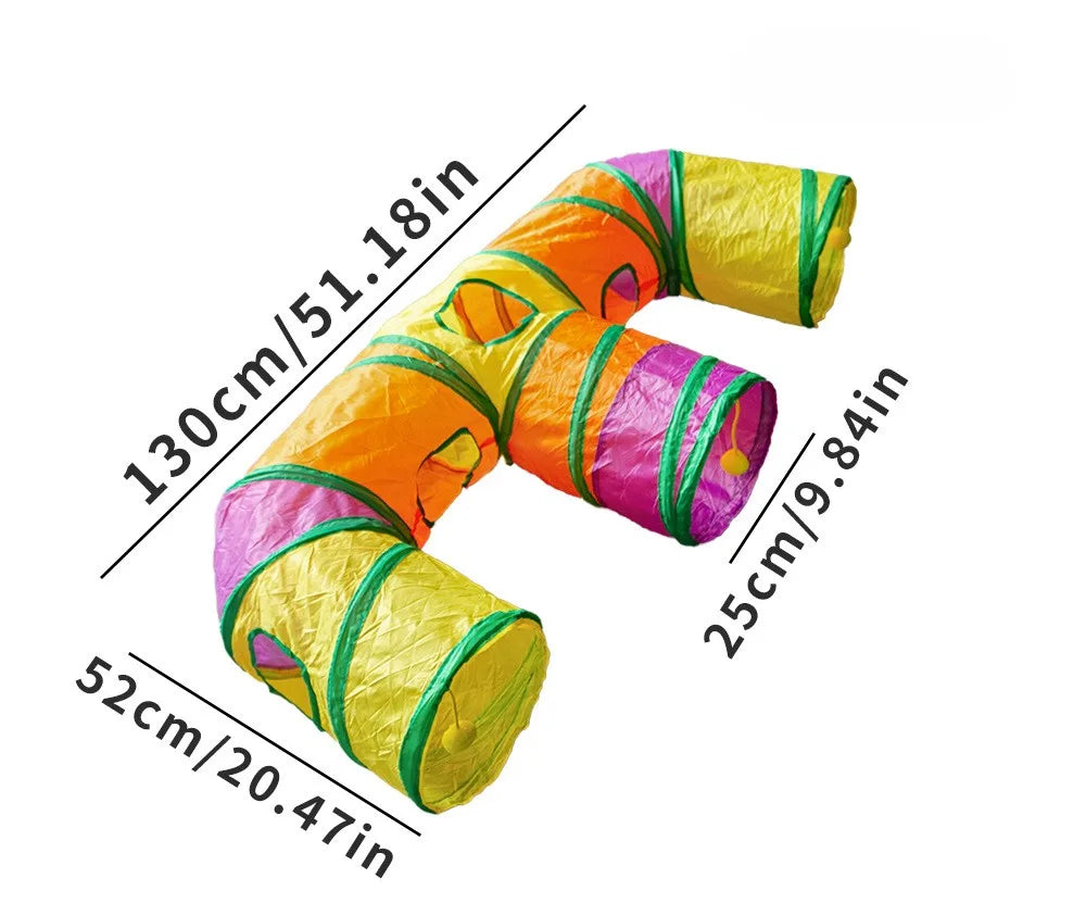 Foldable Cat Play Tunnel with S-Shaped Design