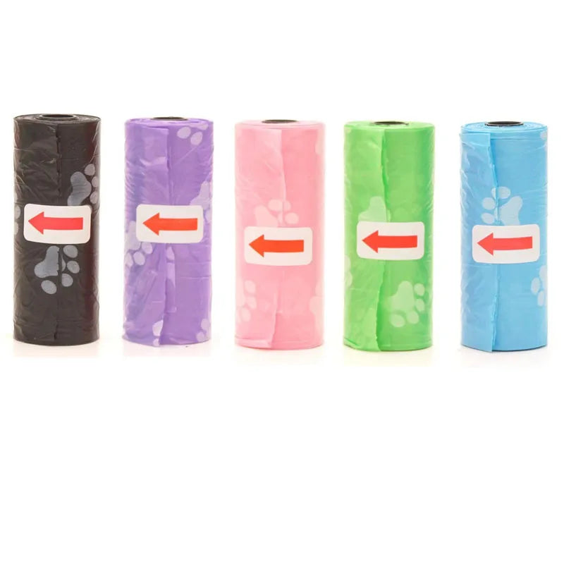 Disposable Dog Waste Bags with Bone-Shaped Dispenser and Leash Clip