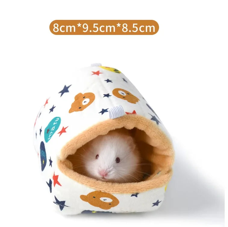 Columpio de mascota de forro polar con forma de cúpula, con forro interior suave y exterior estampado para animales pequeños.