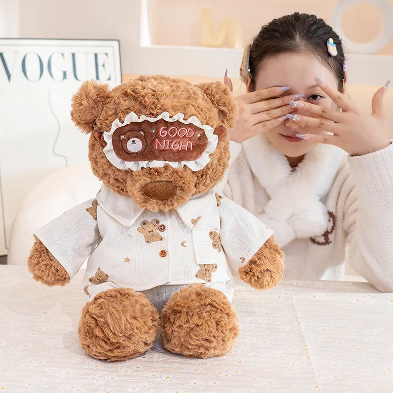 Cozy Pajama Bear Plush with Sleep Mask
