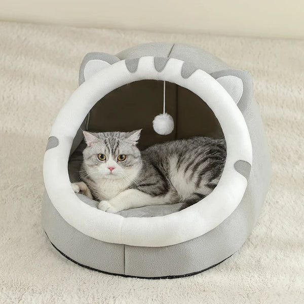 Warm Cat Bed with Cozy Cave House