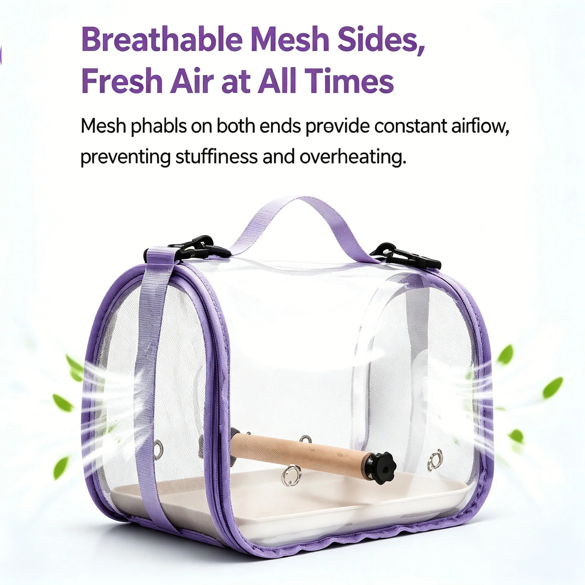 Transparent Bird Carrier with Wooden Perch