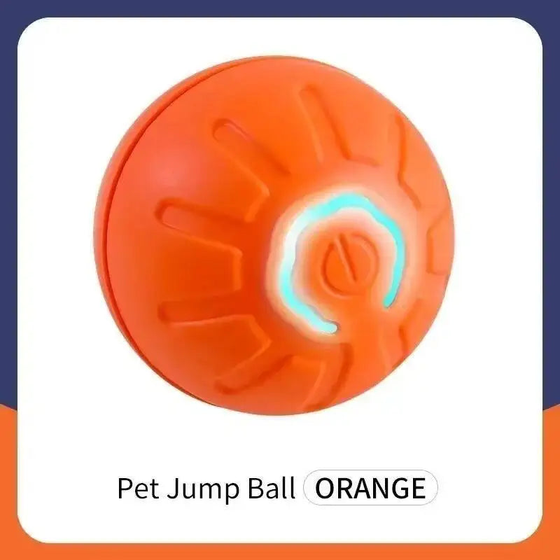 Orange pet jump ball for dogs and cats with ridges and a glowing light feature
