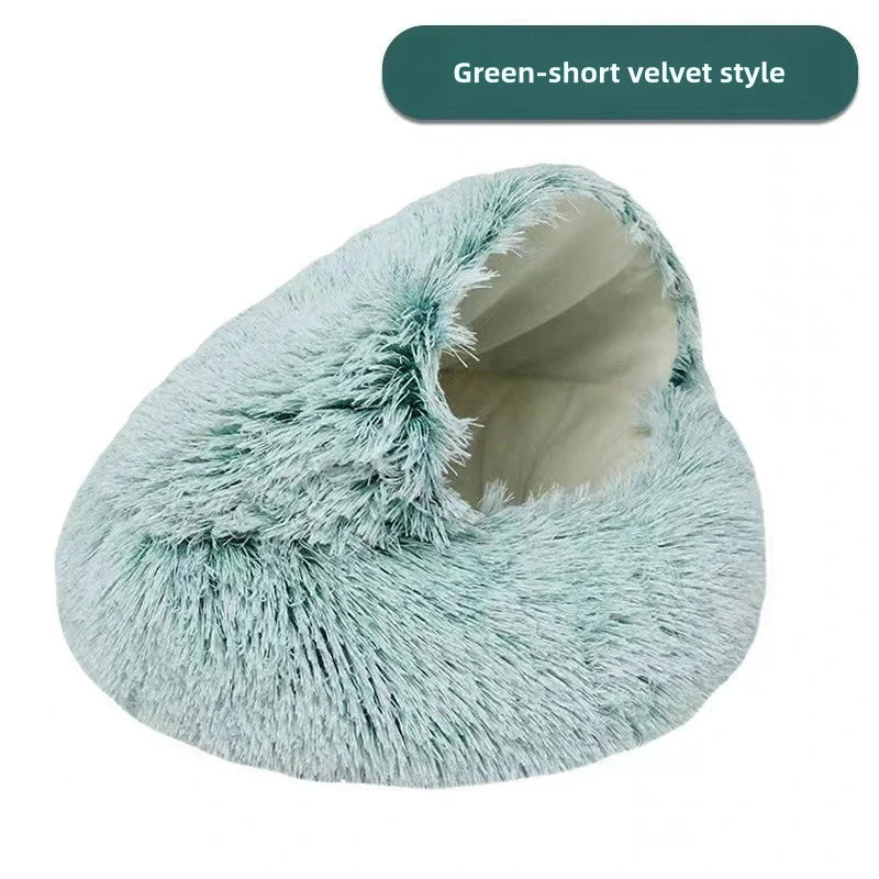 Lit Semi-Ouvert en Peluche pour Chats et Chiens