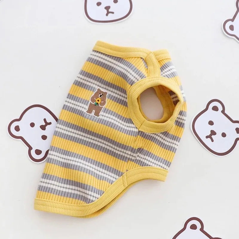 Striped Stretchy Pet Tank Top for Cats and Small Dogs