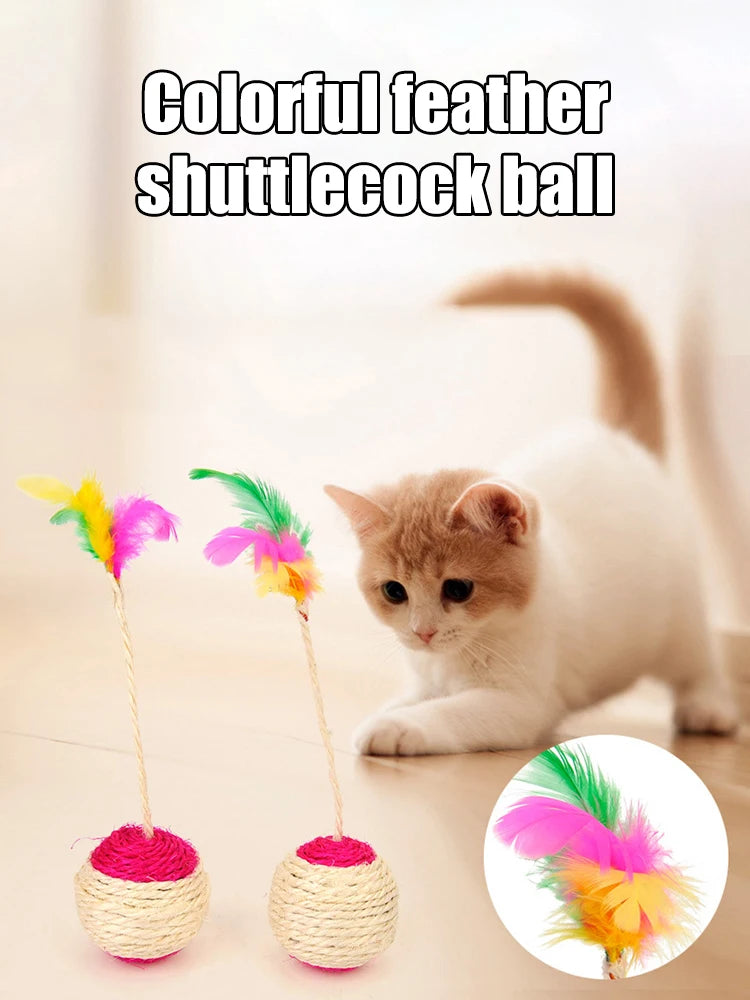 Pelota Interactiva para Gatos de Sisal y Plumas