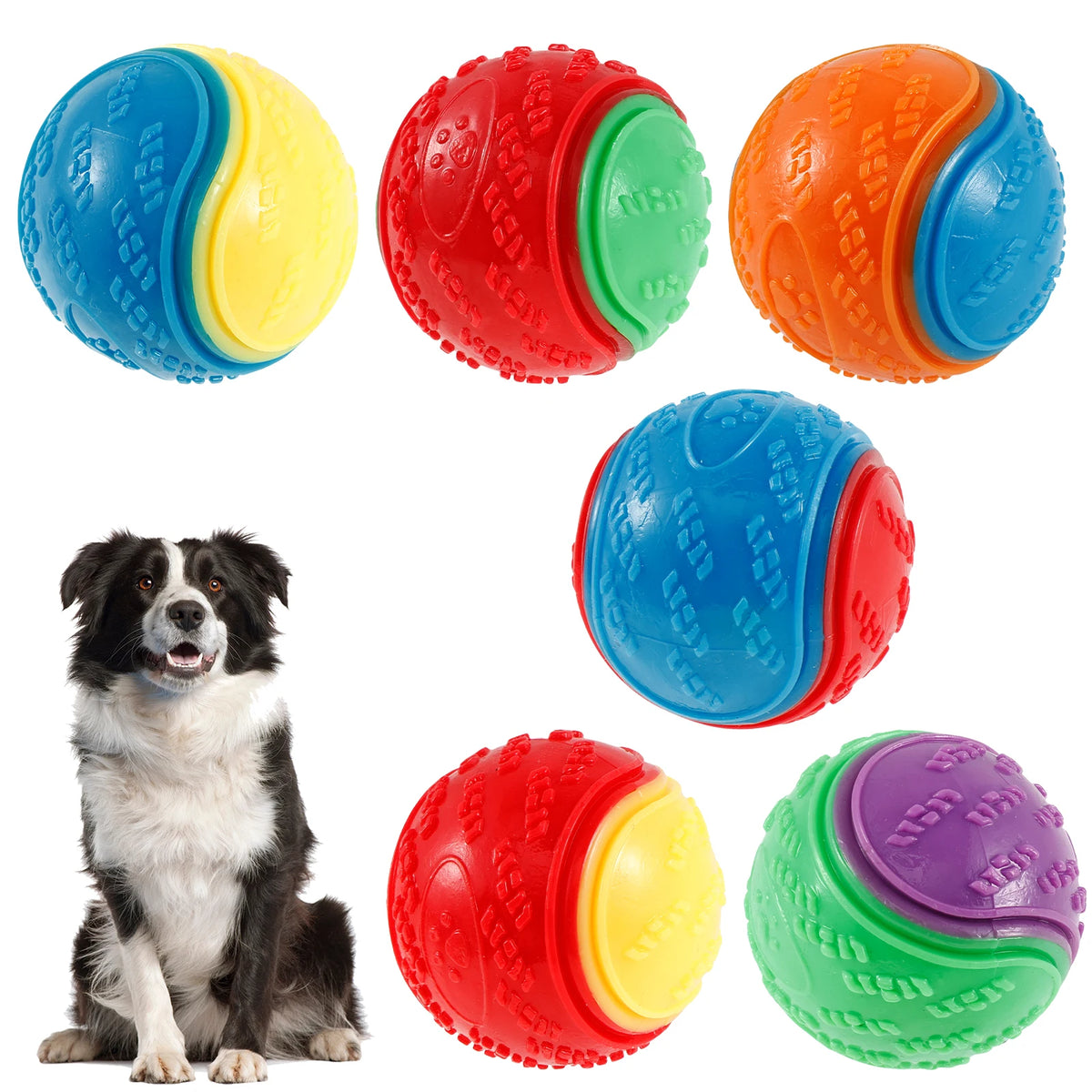 Squeaky Dog Balls (6-Pack) – Durable TPR Chew Toys for Interactive Play