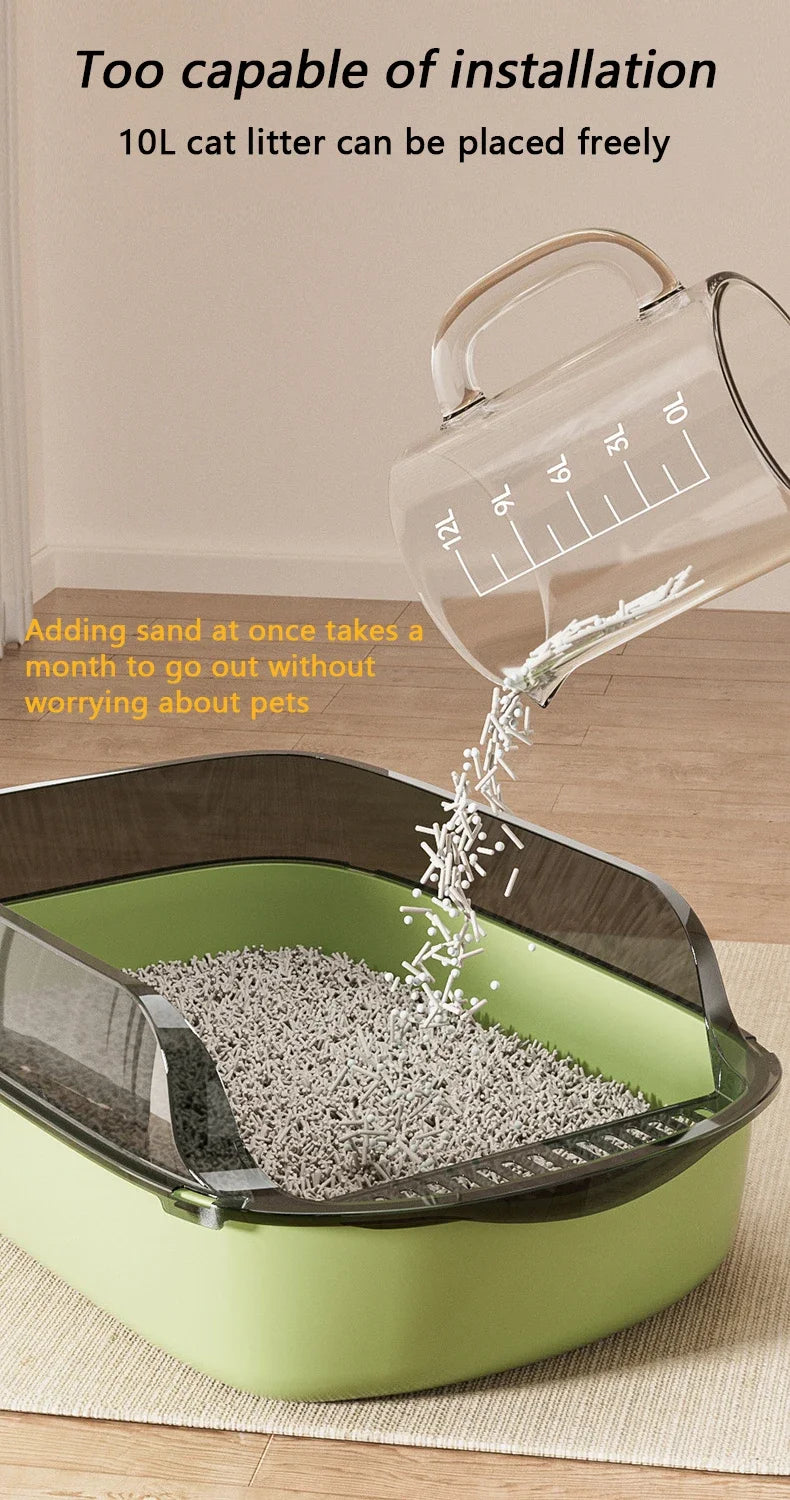 Semi-Enclosed Cat Litter Box with High Splash Guard