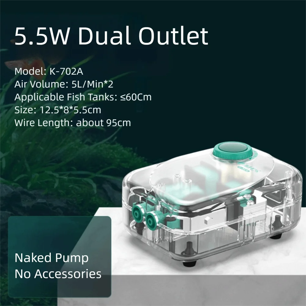 Ultra-Quiet Aquarium Air Pump with Adjustable Flow