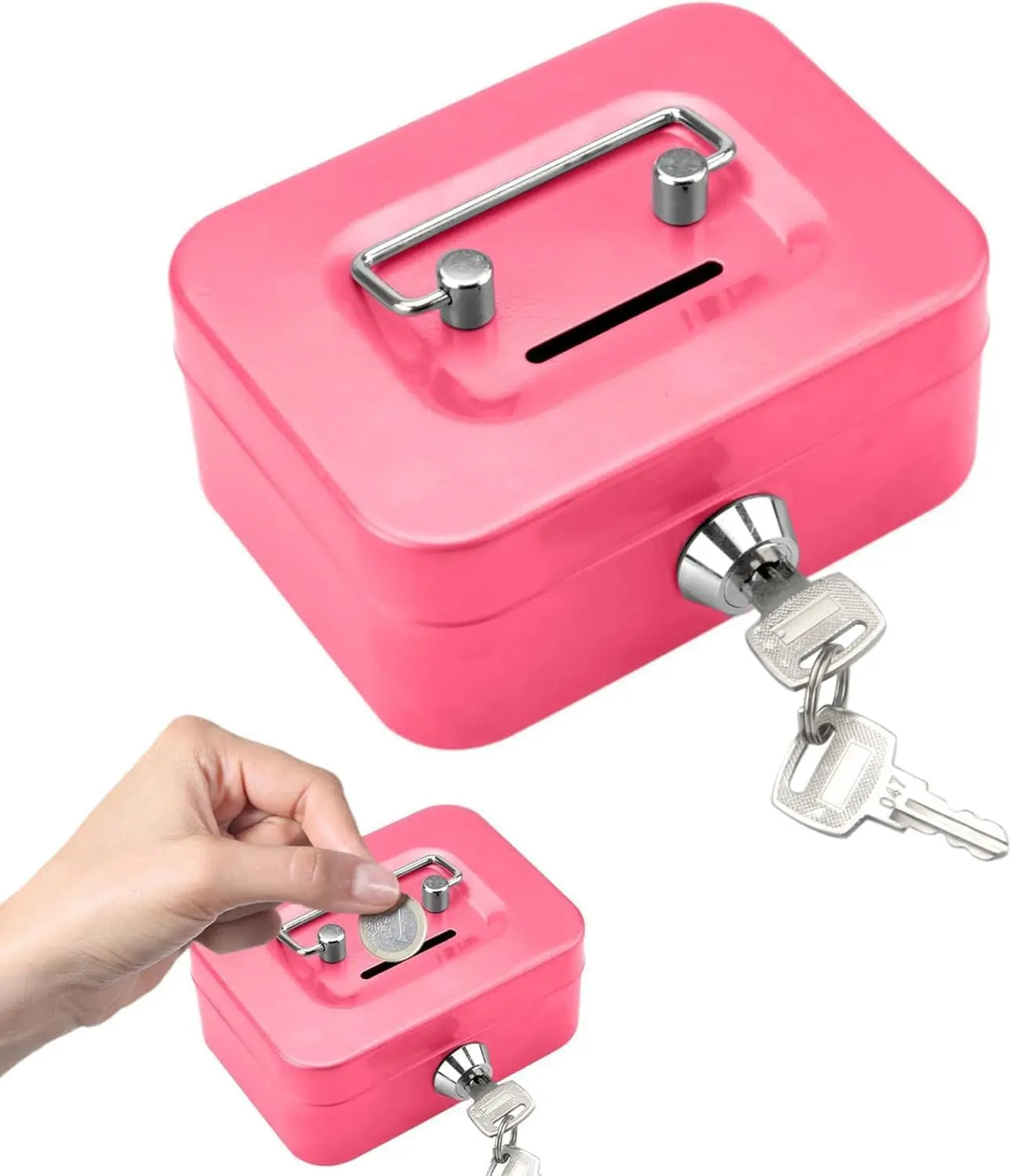 Portable Metal Money Safe Box with Key Lock