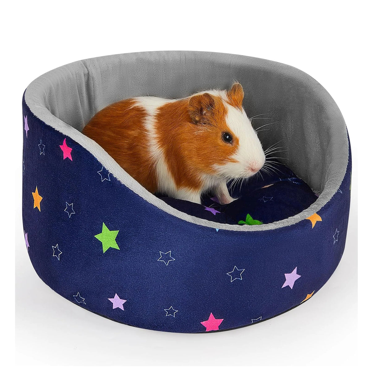 Cozy Fleece Hideout Bed for Small Pets with Removable Cushion